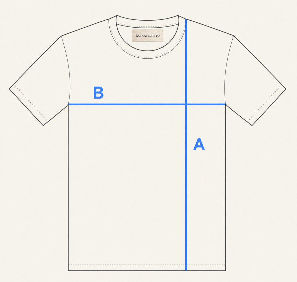 Size guide — length A and half chest B